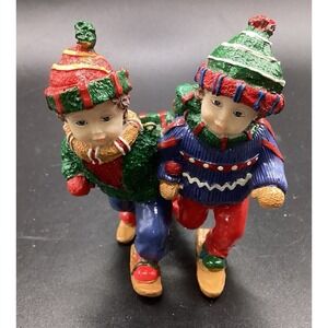 Twin Boys Resin Holiday Christmas Ornament-3.5"‎ Tall Holiday Winter Decor
